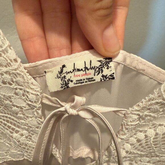 Free People Womens Country Side Maxi Dress, Cream Ivory, Satin Lace, Large - Picture 2 of 4